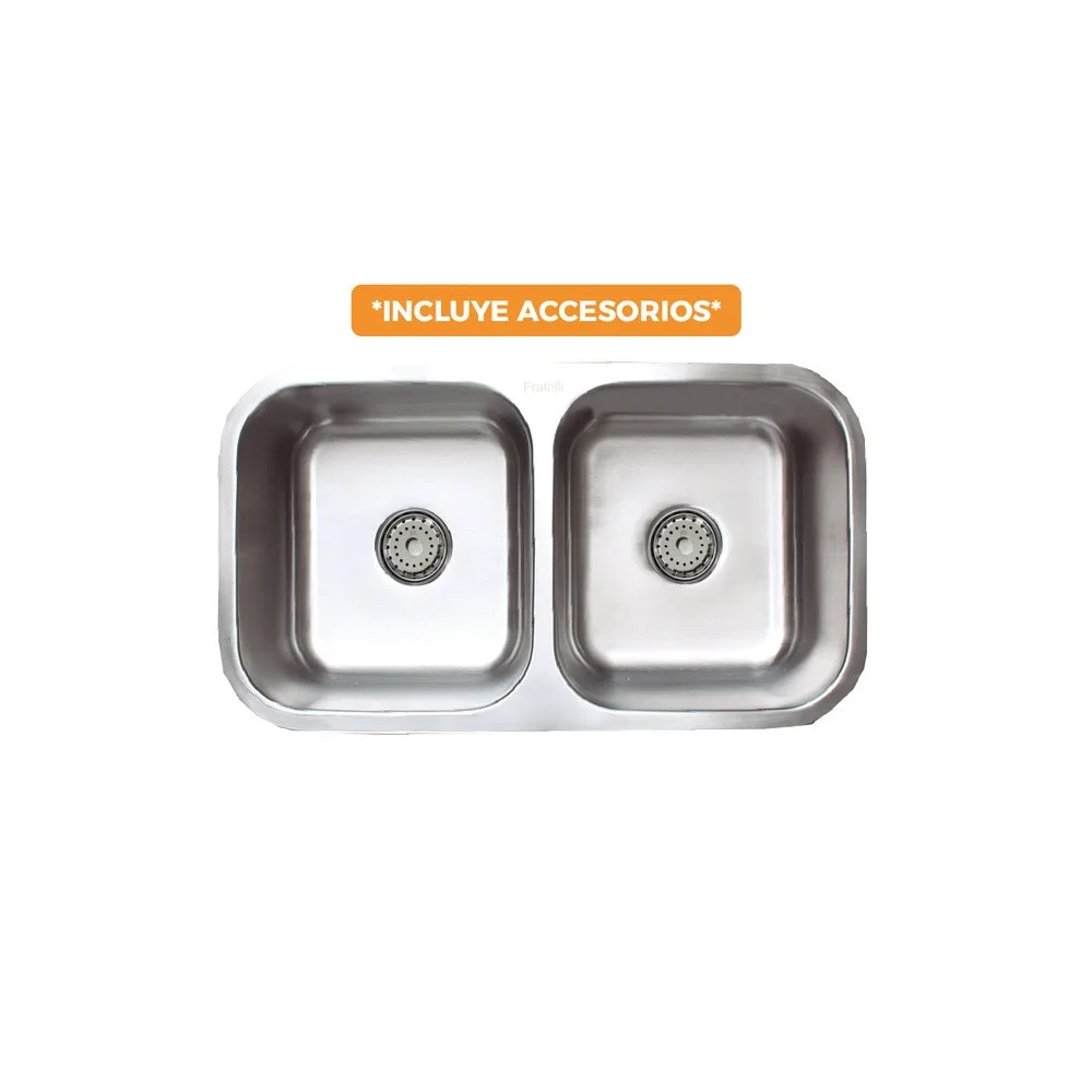 Lavadero stainless pesado doble poza p/marmol ft 82X46 - Fratelli -