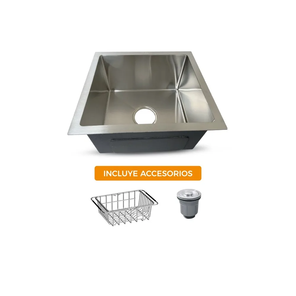 PRM-4339S lavadero Prime de acero inox. satinado c/desague y canastilla 43X39X23CM - Fratelli premium - Fratelli