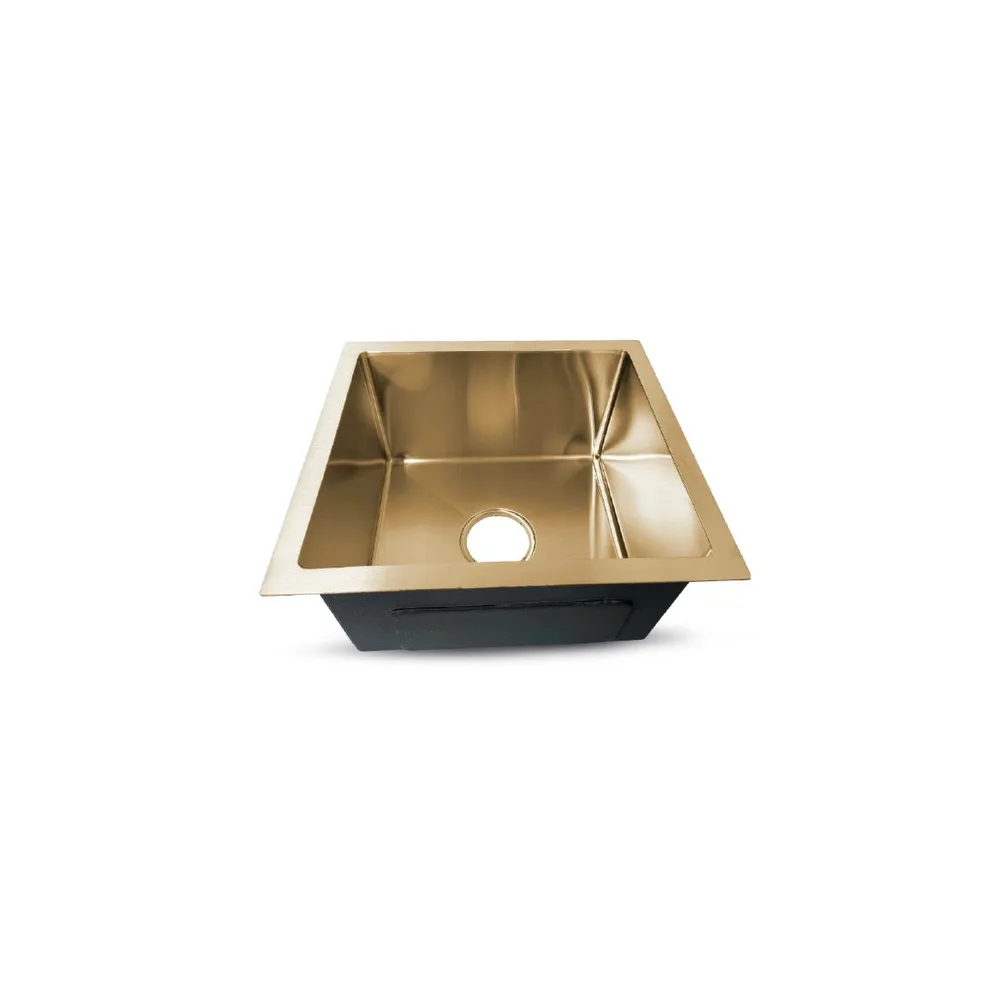 PRM-4339G lavadero Prime de acero inox. gold c/desague y canastilla 43X39X23CM - Fratelli