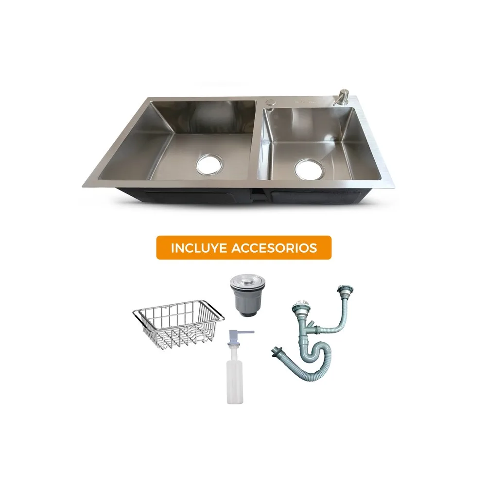 PRM-7843S lavadero Prime de acero inox. satinado doble poza c/acces. Fratelli