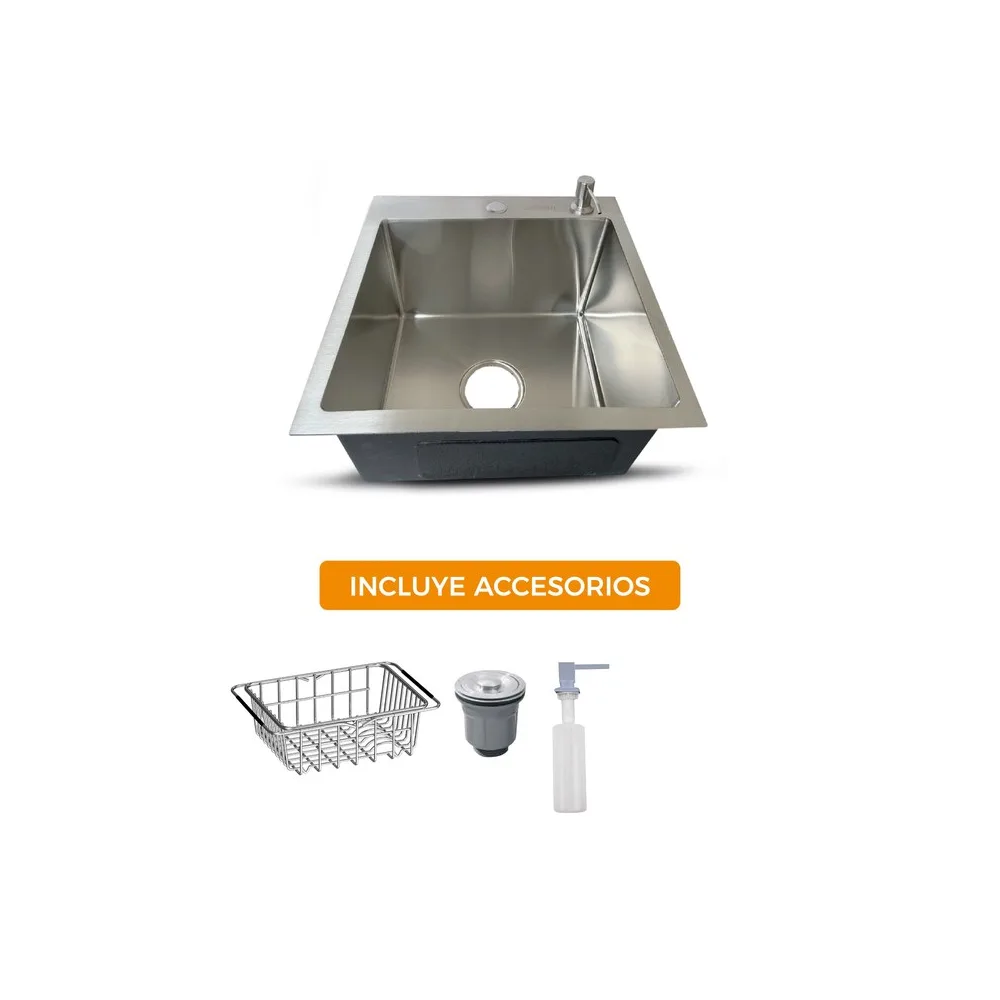 PRM-4545S lavadero Prime de acero inox. satinado c/acces. 45X45X23CM - 84X48X23CM - Fratelli