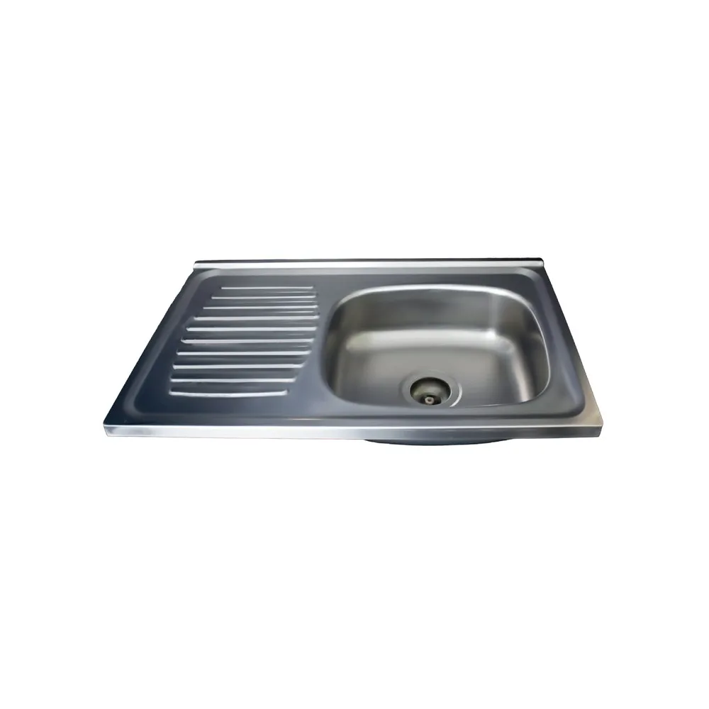 Lavadero de acero 304 c/escurridor izquierda y bordes premium ft - 80X50L cm - Fratelli premium