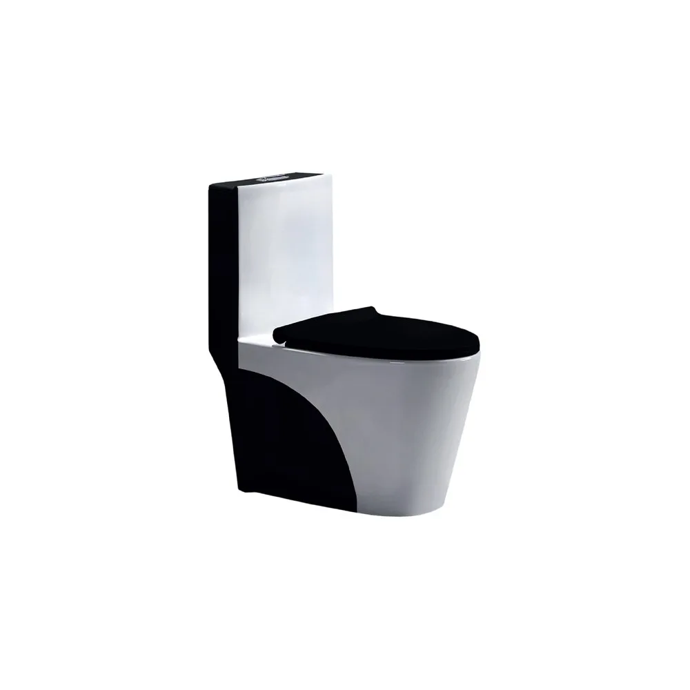 Inodoro one piece blanco c/ negro minimalista 8616 (70X40X78) +tapa