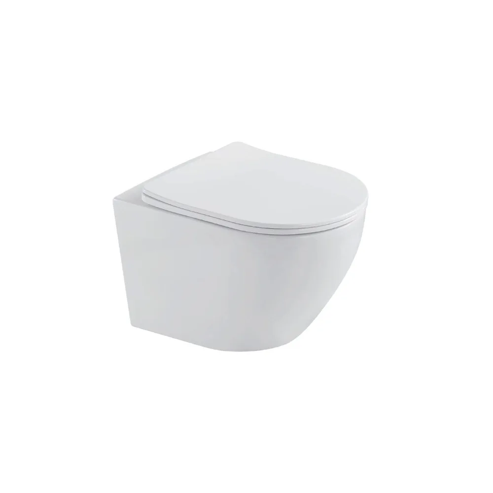 Inodoro flotante luna redondo blanco + tapa de asiento (480X360X370)