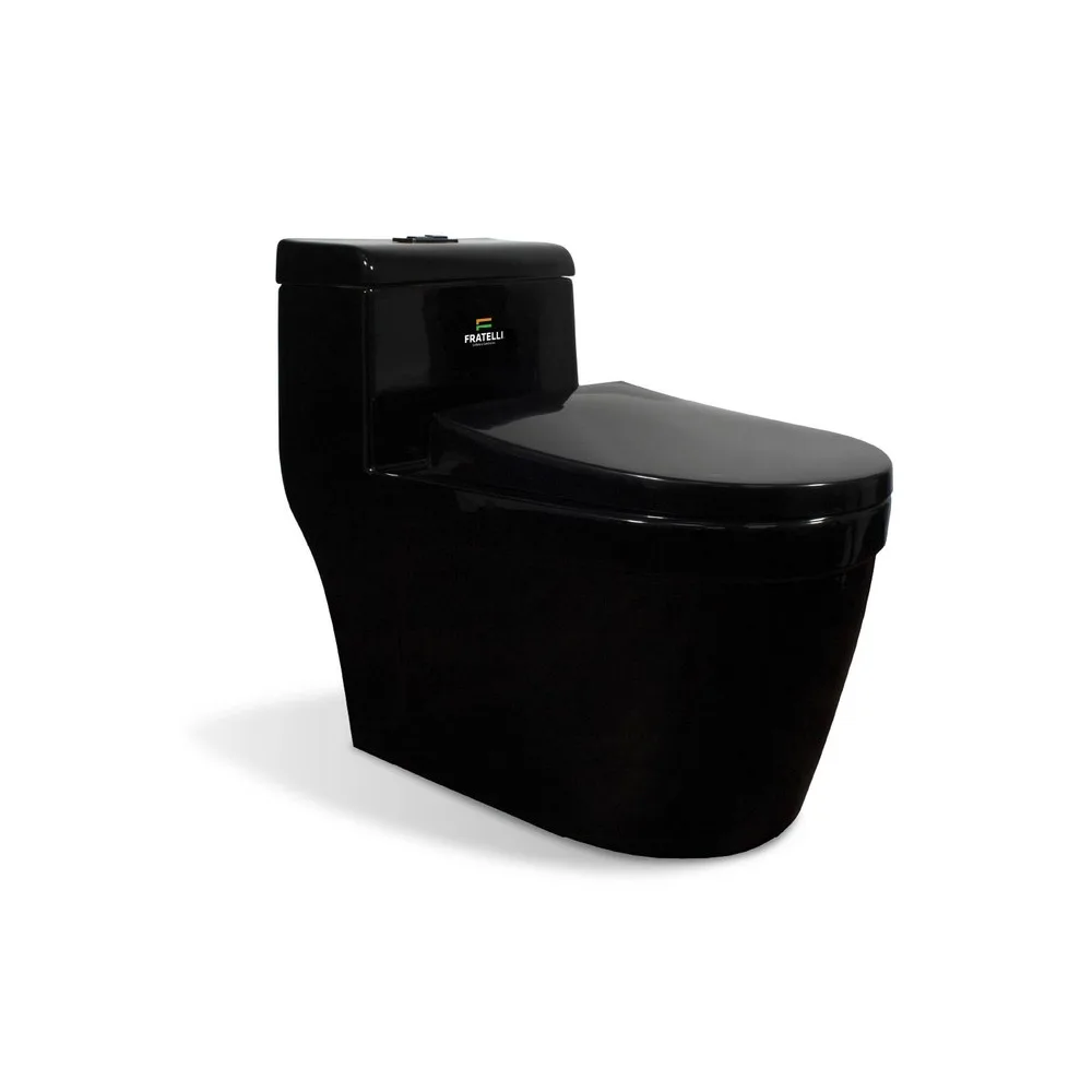 Inodoro one piece + tapa asiento y acces. minimalista negro 2395 (755X390X680) Fratelli premium
