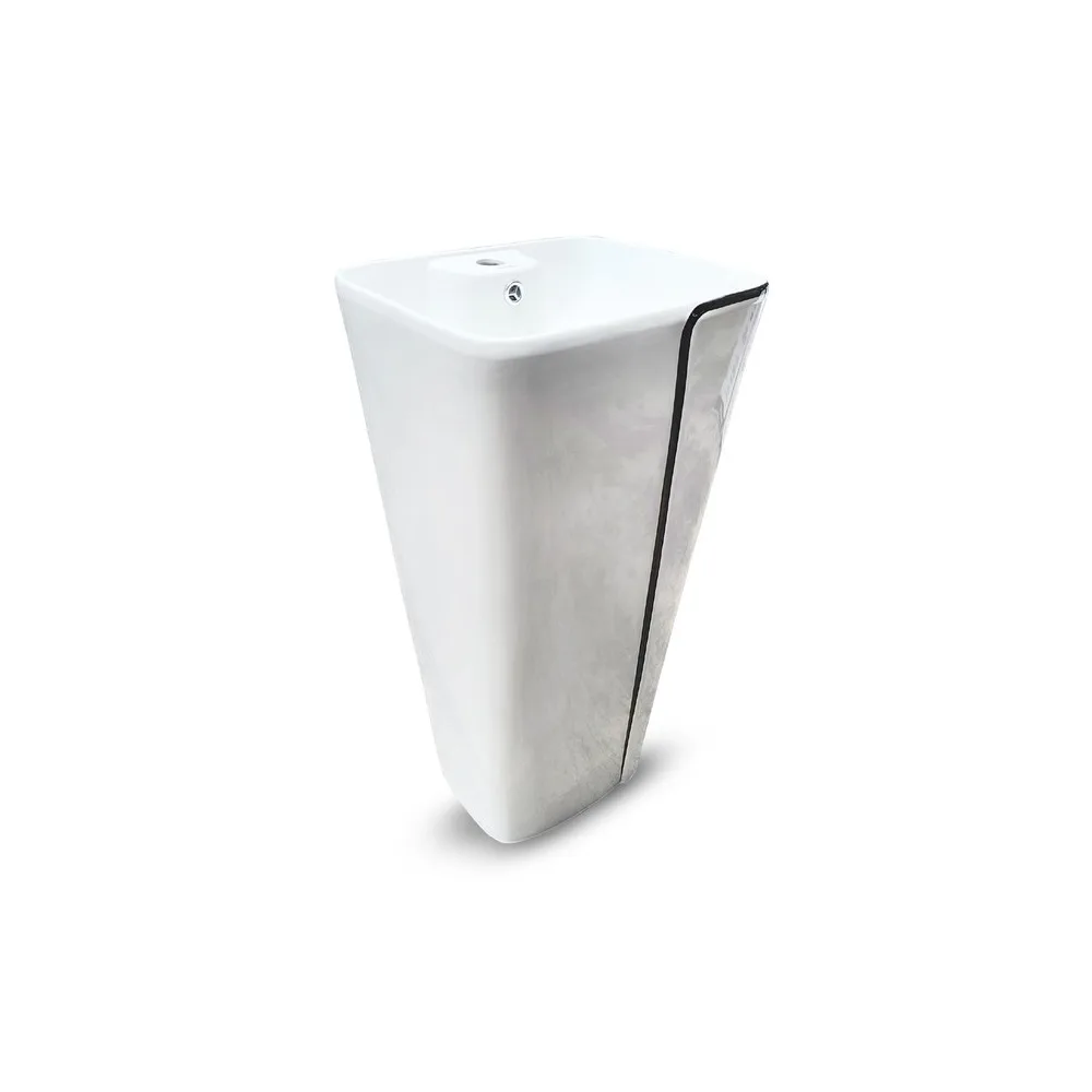 Lavatorio pedestal liora minimalista blanco c/linea negra (44X36.5X86) - (44X36.5X86) - Fratelli premium
