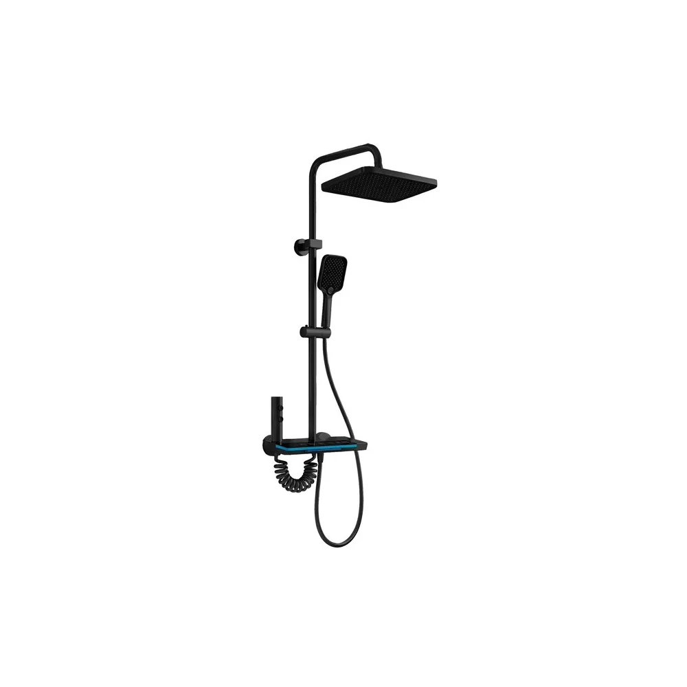Ducha multi. moderna mad 4 teclas c/rociador y LED negro - Fratelli