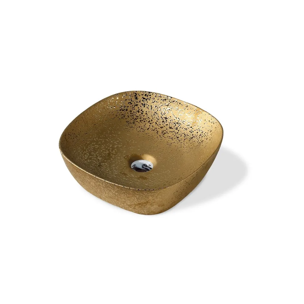 Bowl loza (248) mod.cuadrado dorado texturado 41X41X14 Fratelli