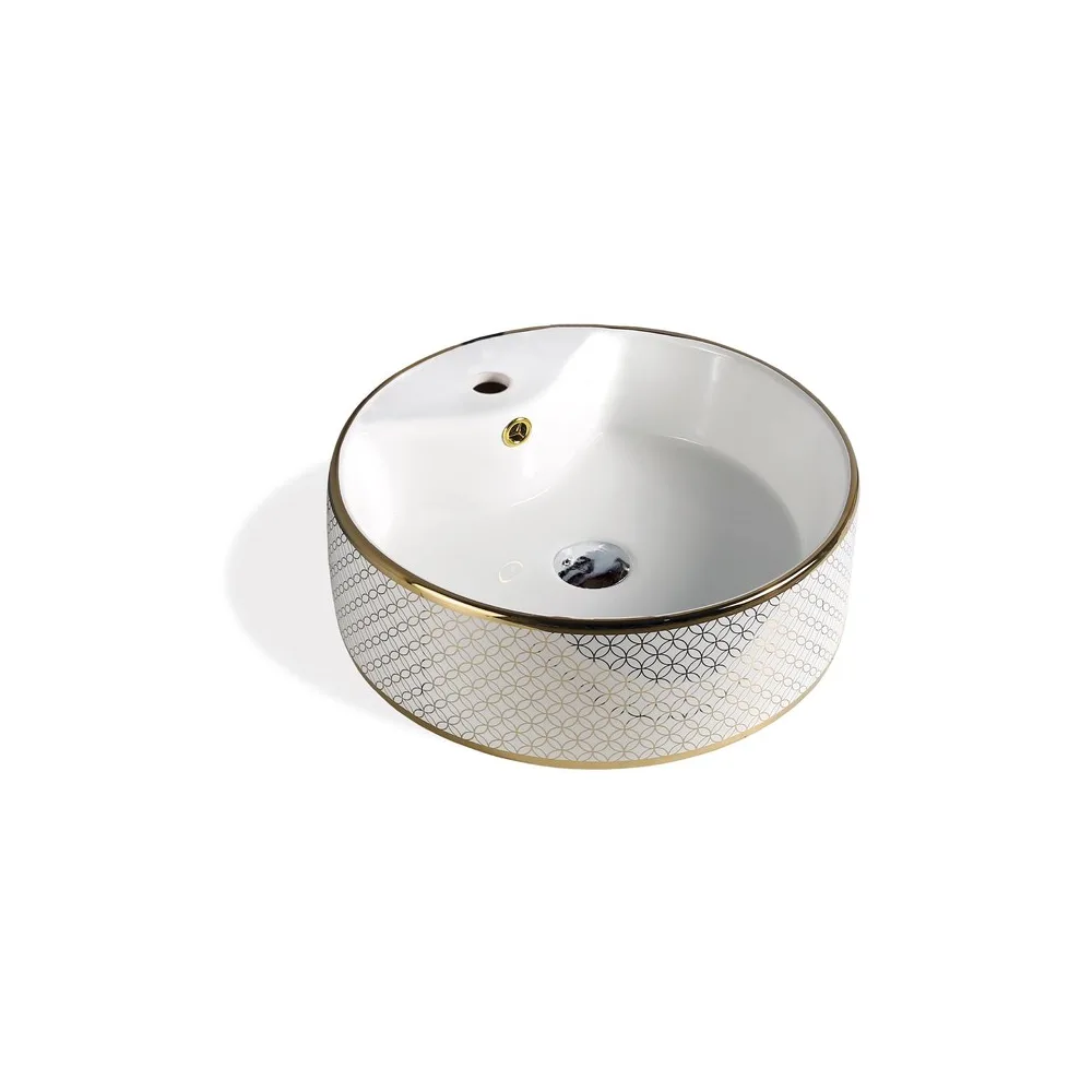 Bowl loza (P008) mod. redondo blanco con dorado 46X46X15.5 Fratelli