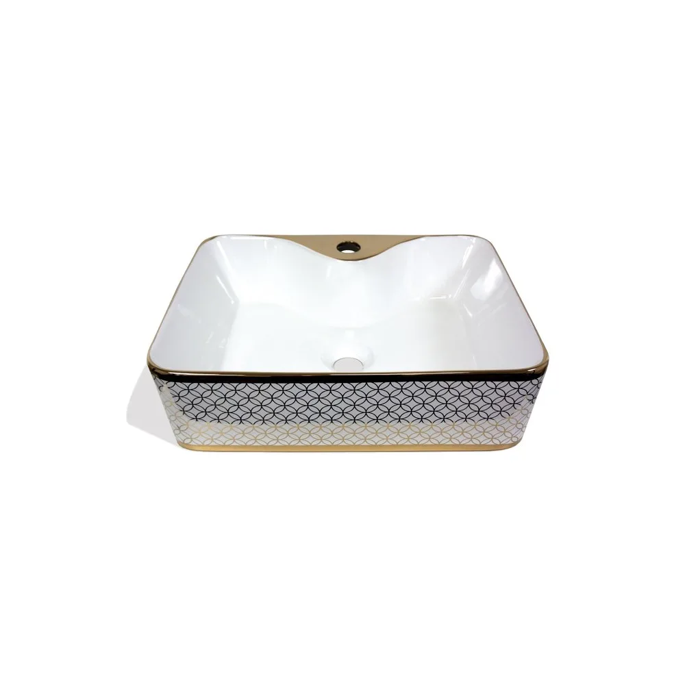 Bowl loza (526 d) mod. cuadrado dorado con blanco 50X40X15 Fratelli