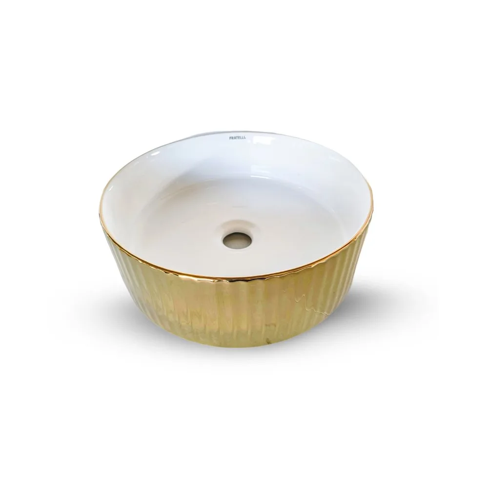 Bowl loza (323-G) mod. circular blanco c/dorado 36X36X12 - Fratelli