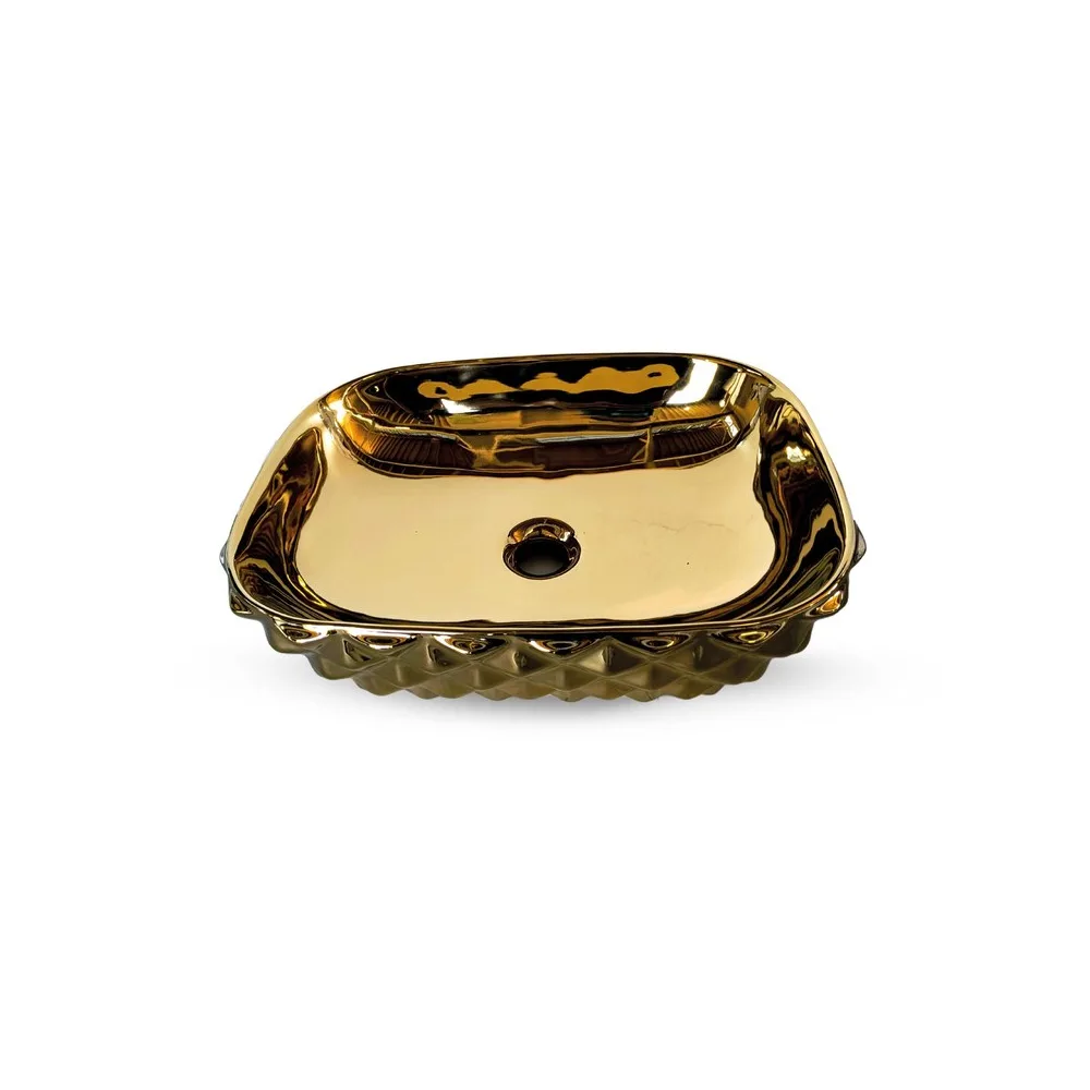 Bowl loza (402-G) mod. rectangular dorado diamante 48X35.X5X13.5 -