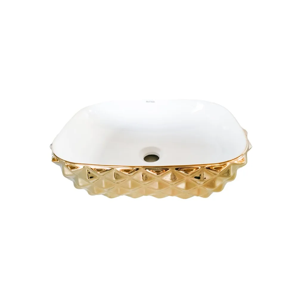 Bowl loza (402-GW) mod. rectangular blanco c/dorado diamante Fratelli