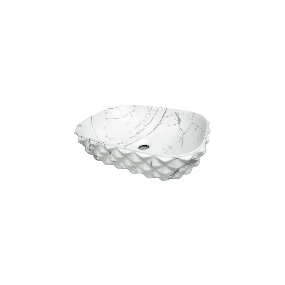 Bowl loza (402-2) mod. retangular marmoleado blanco c/gris diamante