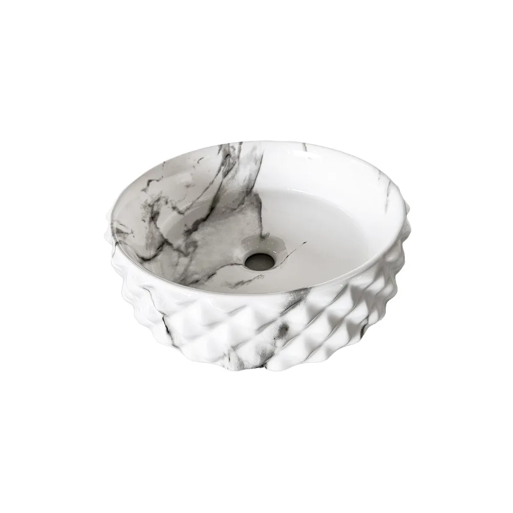 Bowl loza (456-5) mod. circular marmoleado blanco c/marron 48X37X13 - Fratelli