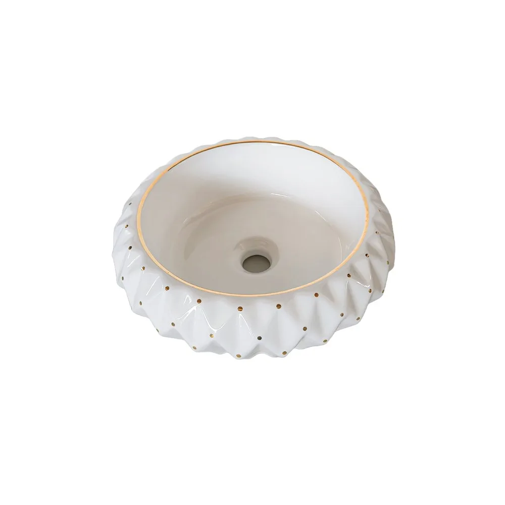 Bowl loza (238) mod. circular blanco c/dorado 41X41X15 - Fratelli