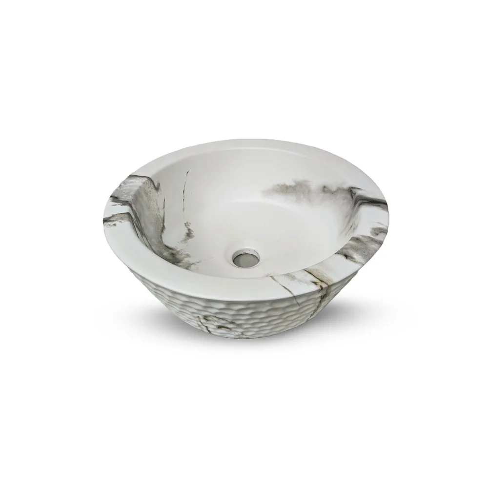 Bowl loza (468) mod. circular marmoleado blanco c/gris 40X33X14.5 - Fratelli