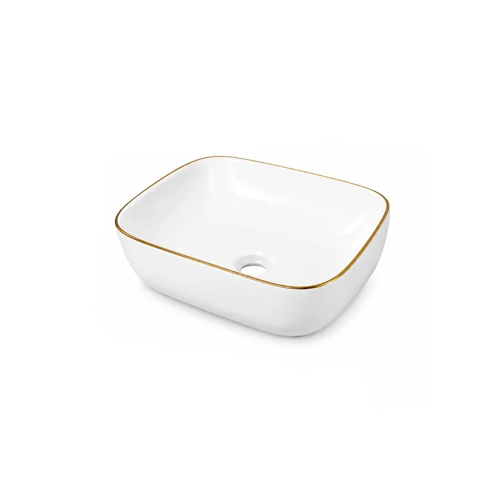 Bowl loza (P153G) mod. cuadrado blanco c/linea dorada 46X33X13.5 Fratelli