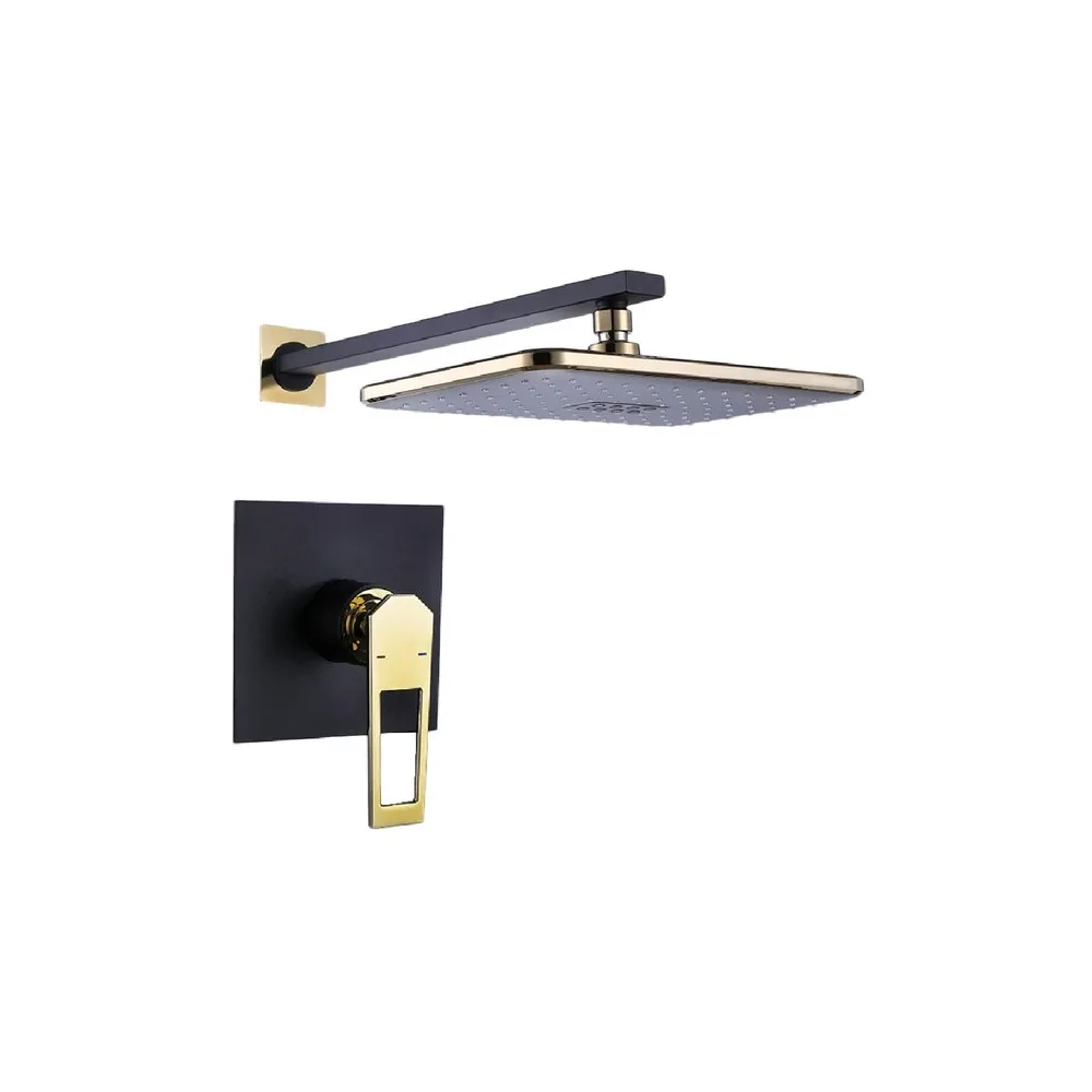 Mezcladora monoc.minimalista canopla cuadrada + cabeza de ducha sexy soul bronce black & gold - Fratelli premium