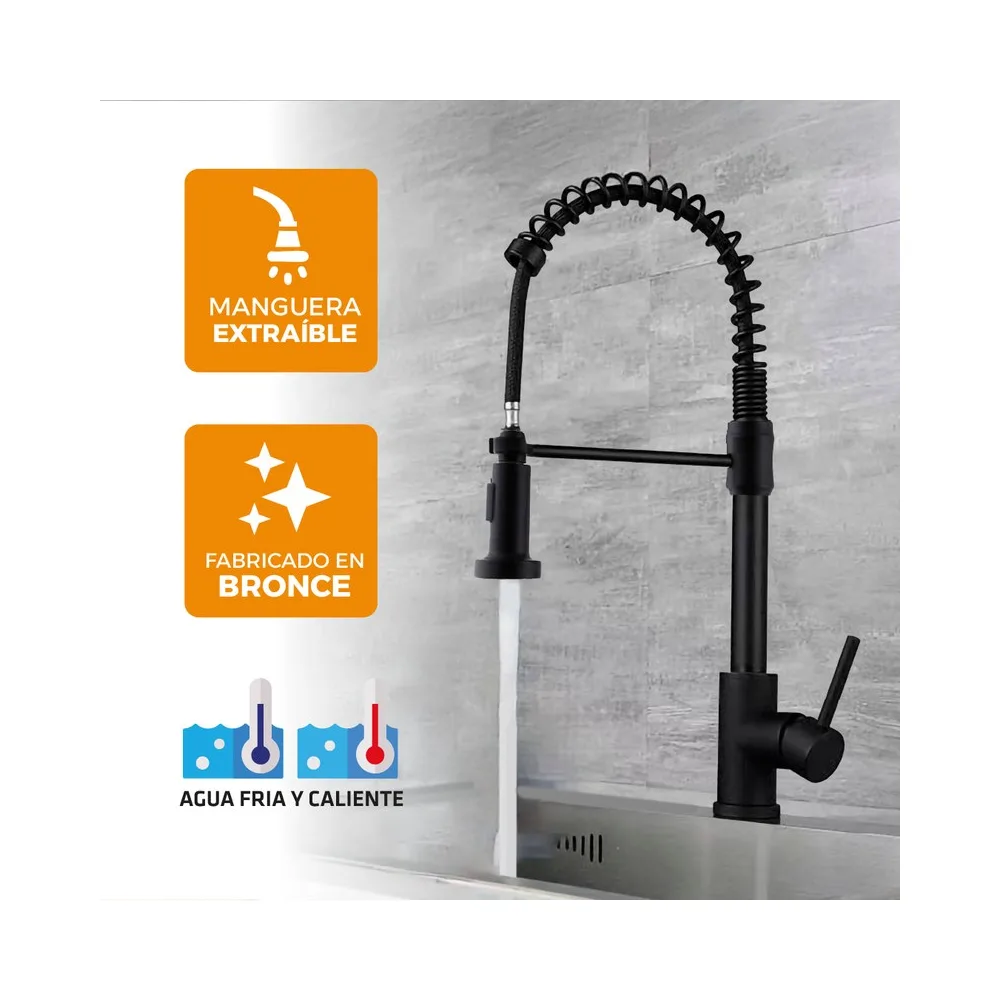 Mezcladora monoc. p/cocina al mueble NAVARRA-1 bronce black- Fratelli premium