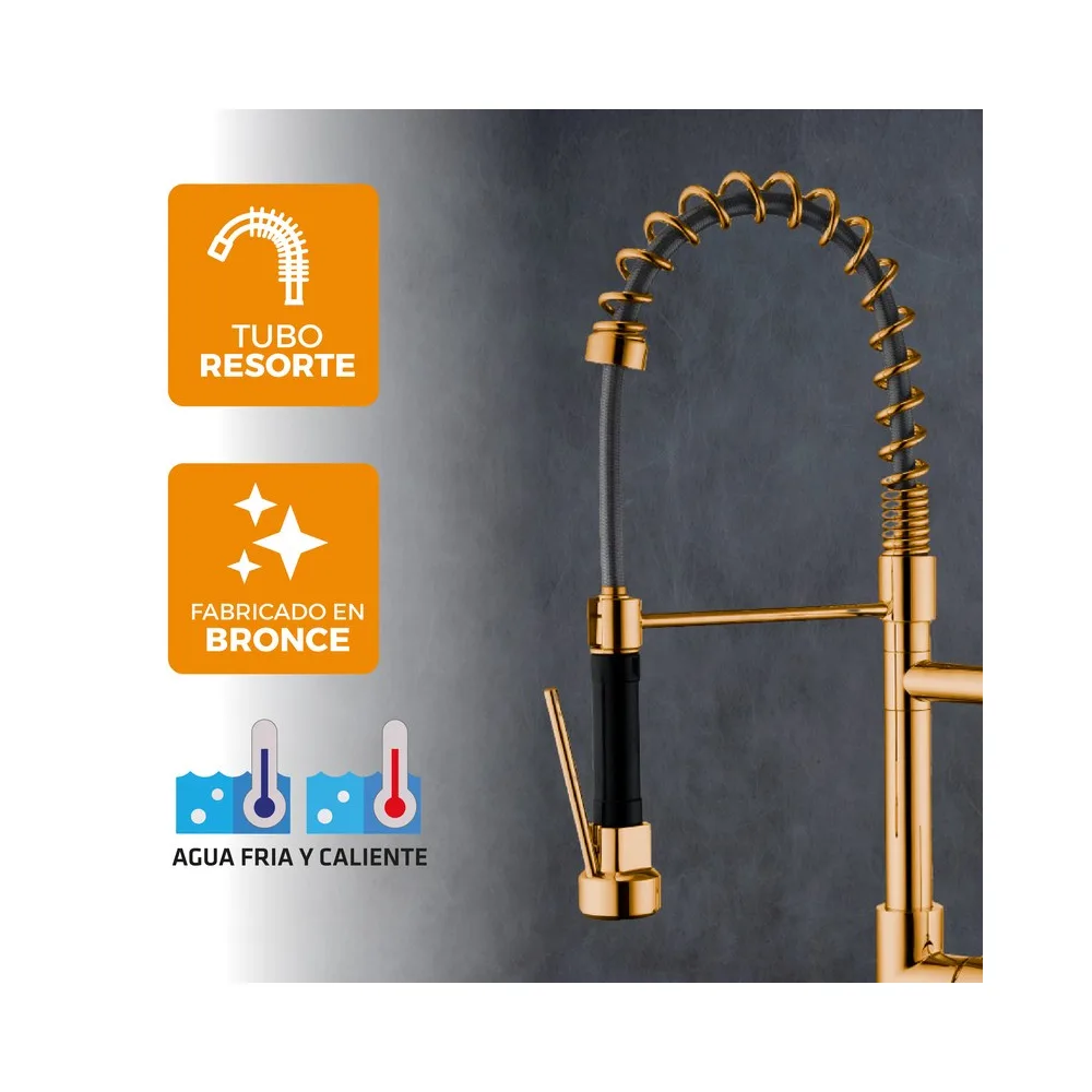 Mezcladora monoc.p/cocina mueble NAVARRA-2 bronce gold - Fratelli premium
