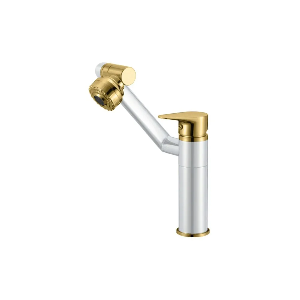 Mezcladora giratoria p/lavatorio aurora C/2 funciones -white&gold - bronce -Fratelli