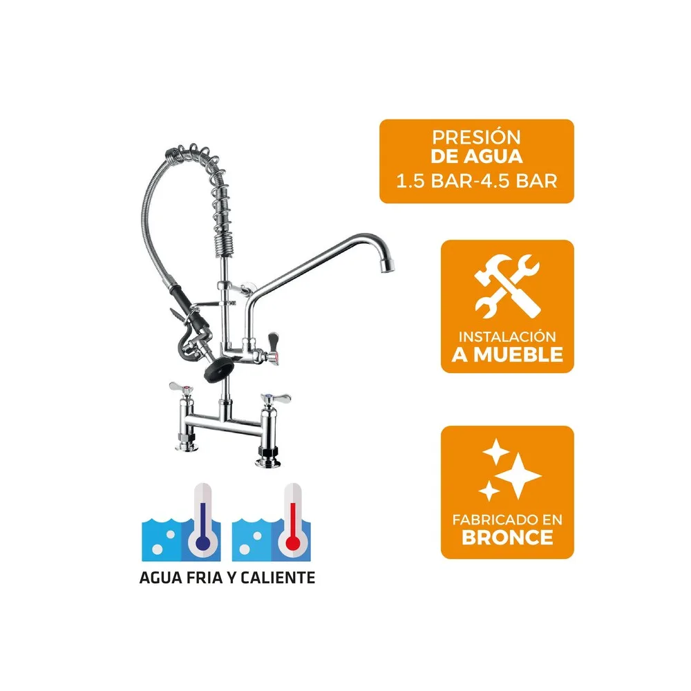 Mezcladora industrial p/cocina cuisine con rociador de 25 pul. de altura al mueble bronce – Fratelli premium