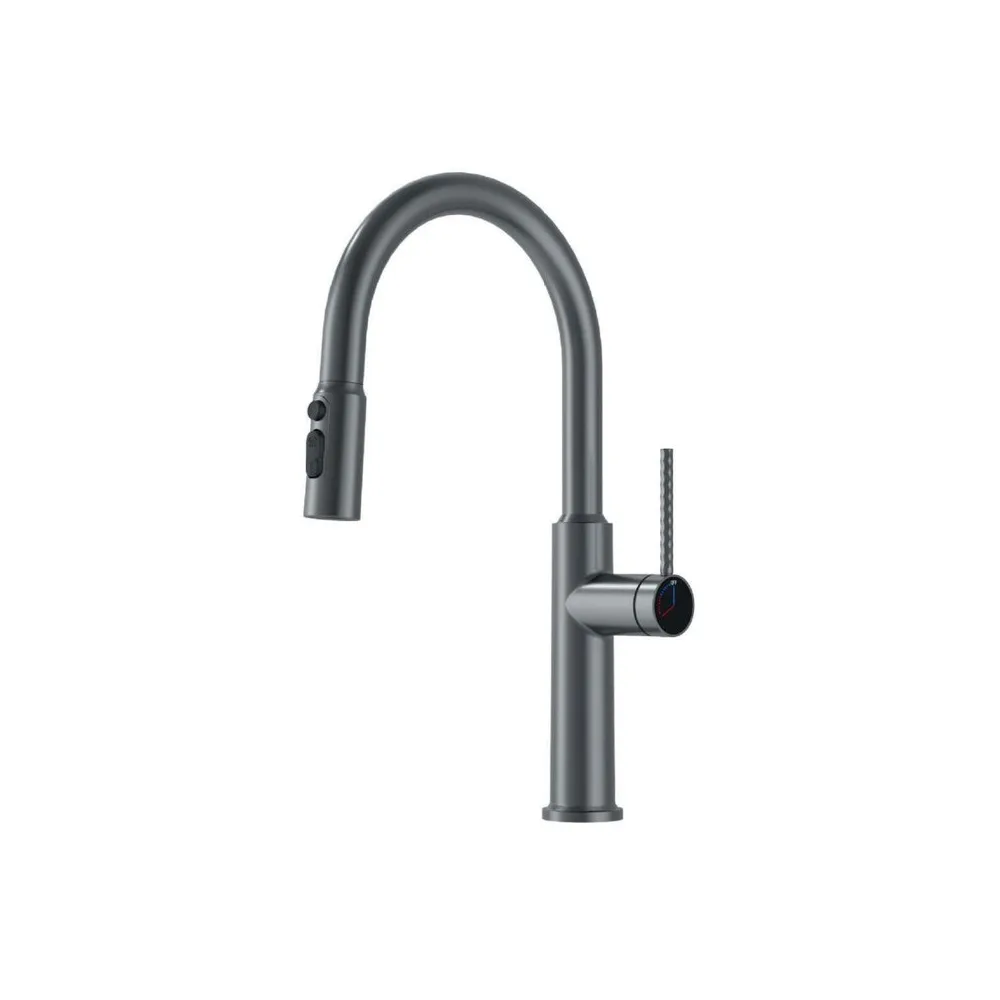 Mezcladora monoc. p/cocina al mueble Extraible marisol C/3 funciones sus 304 gun grey - Fratelli premium