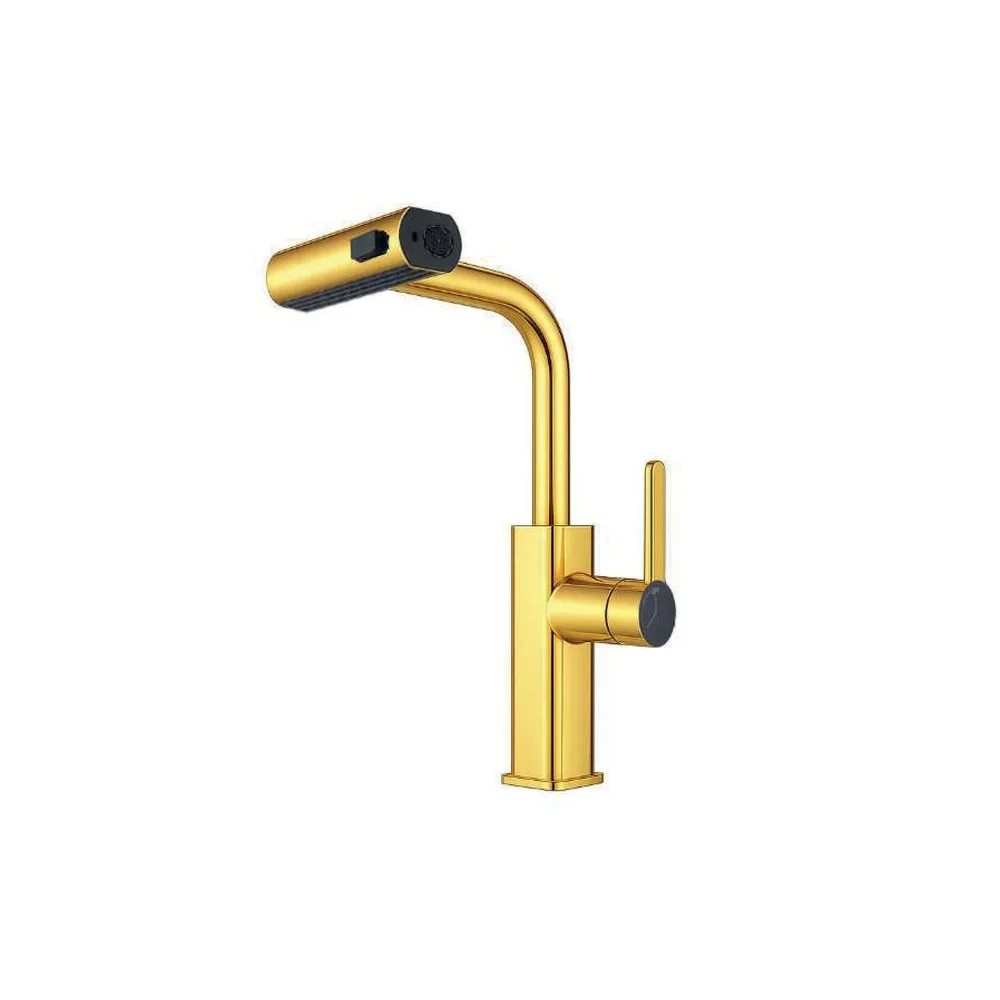 Mezcladora monoc. p/cocina al mueble Extraible marina C/4 funciones sus 304 gold - Fratelli premium