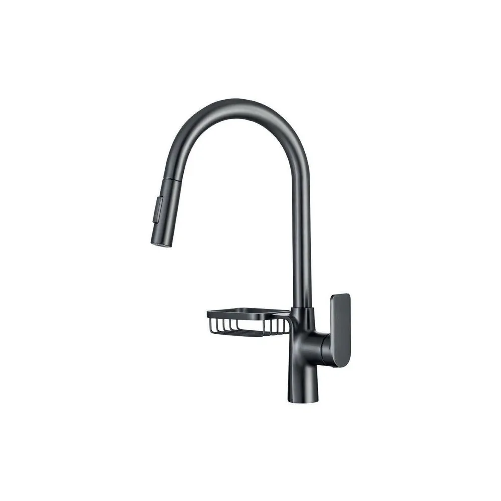 Mezcladora monoc. p/cocina al mueble Extraible miami c/jabonera C/2 funciones bronce gun grey - Fratelli premium