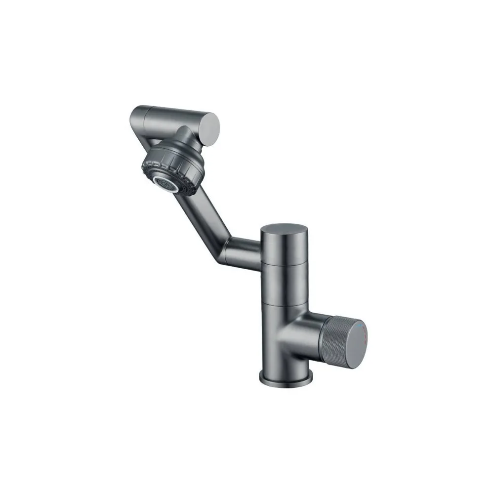 Mezcladora monoc.p/lavatorio al mueble shanghái rotacion de 360° C/2 funciones sus 304 gun grey- Fratelli premium