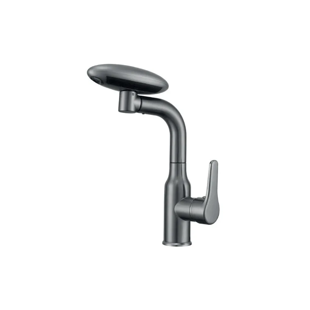 Mezcladora monoc.p/lavatorio al mueble Extraible seúl C/4 funciones sus 304 gun grey- Fratelli premium