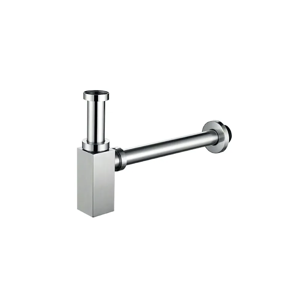 Trampa botella minimalista base cuadrada bronce cromado 1 1/4" Fratelli