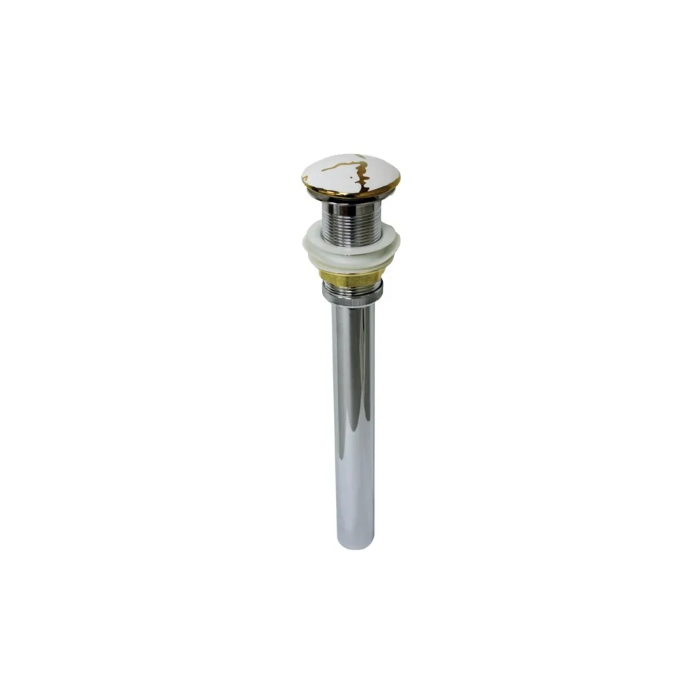 Desague push ceramico s/rebose p/bowl (168) marmoleado blanco c/dorado cola (23 cm) - Fratelli