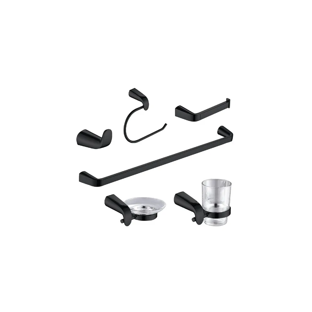 Set p/baño 6 pzas 0700-6 base circular black - Fratelli