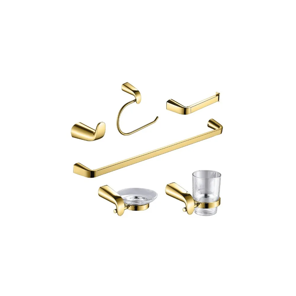 Set p/baño 6 pzas 0700-6 base circular gold - Fratelli