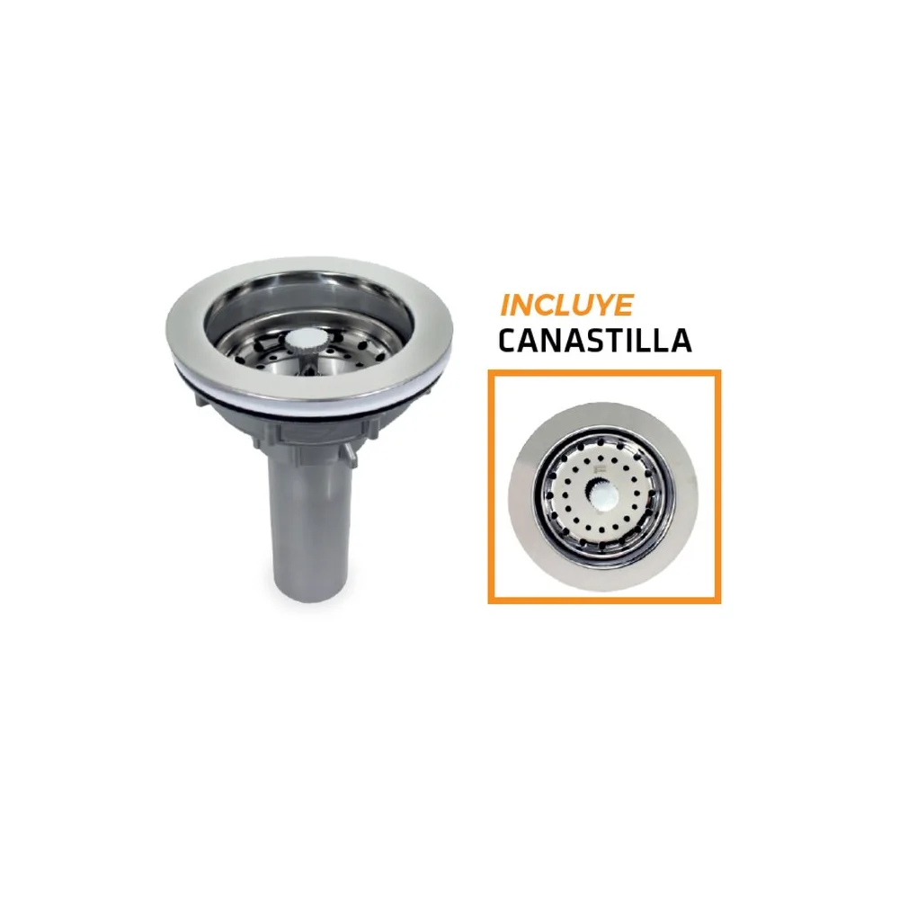 Desague PVC c/canastilla cromada 4" LB-9125 caja - Fratelli