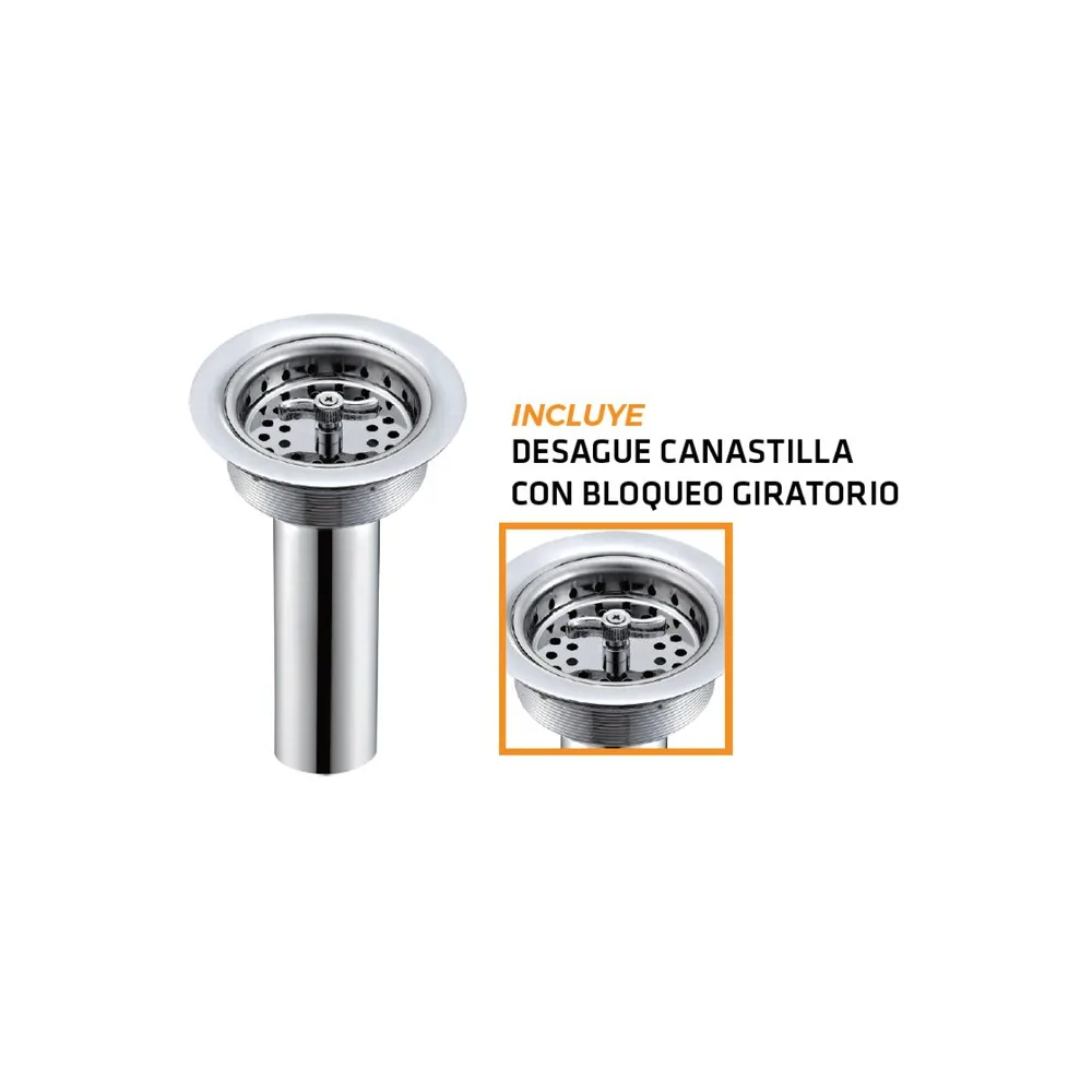 Desague canastilla con bloqueo giratorio de acero inox cromado 4"