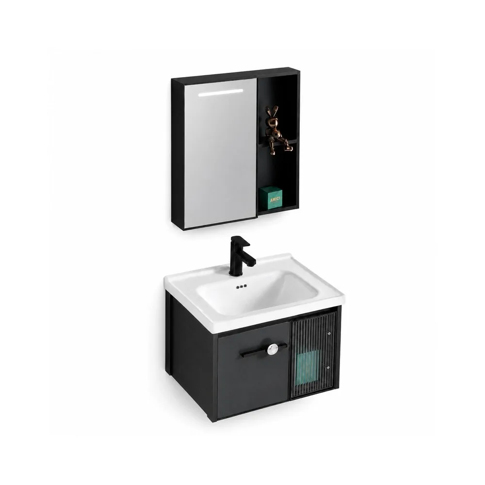 Mueble de baño de aluminio + Espejo con sensor LED - KF802Z-60 gris -
