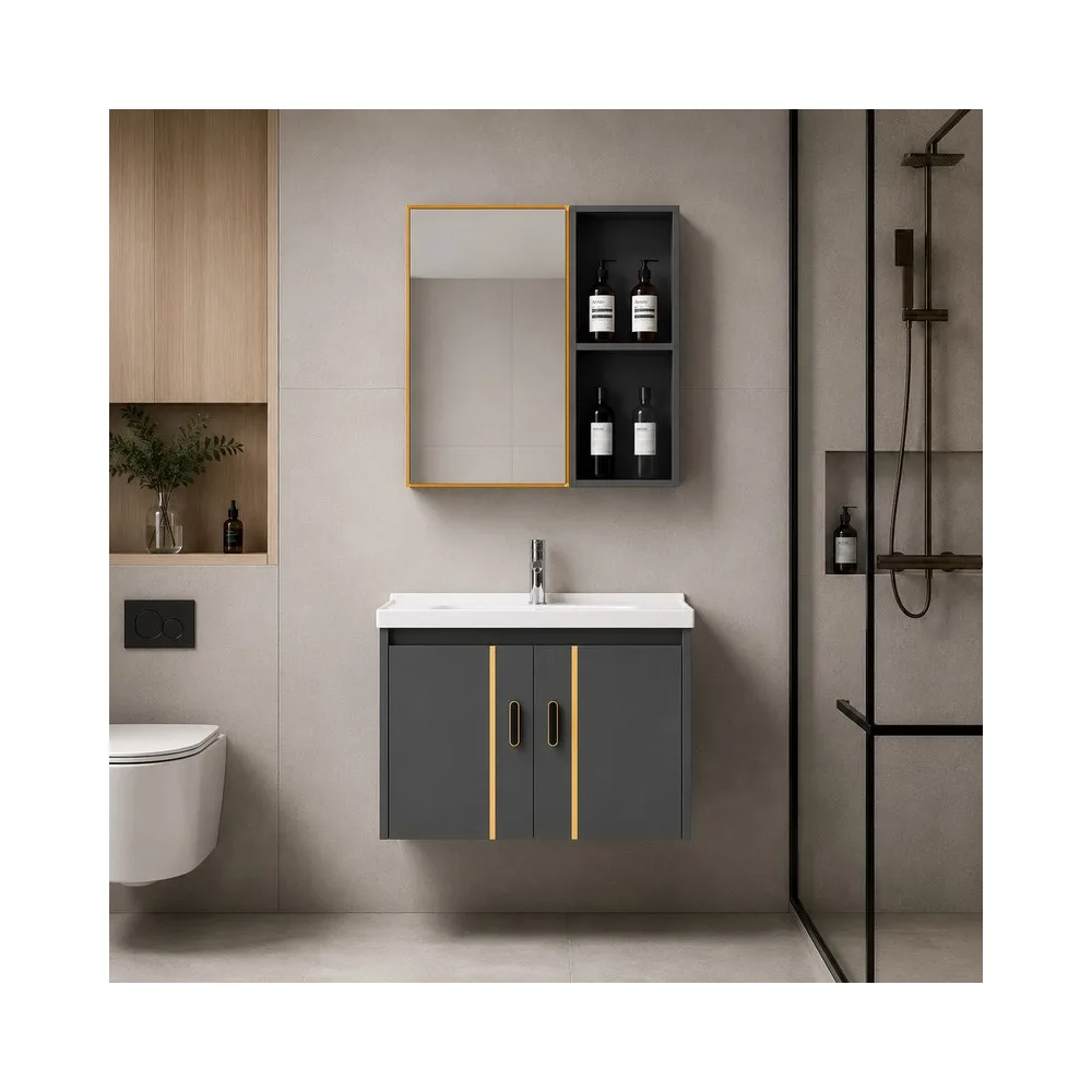 Mueble de baño de PVC + Espejo - PV1008 gris - Fratelli