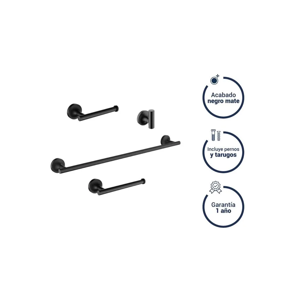 Kit de Accesorios para baño Romantik black Matte 4pzs