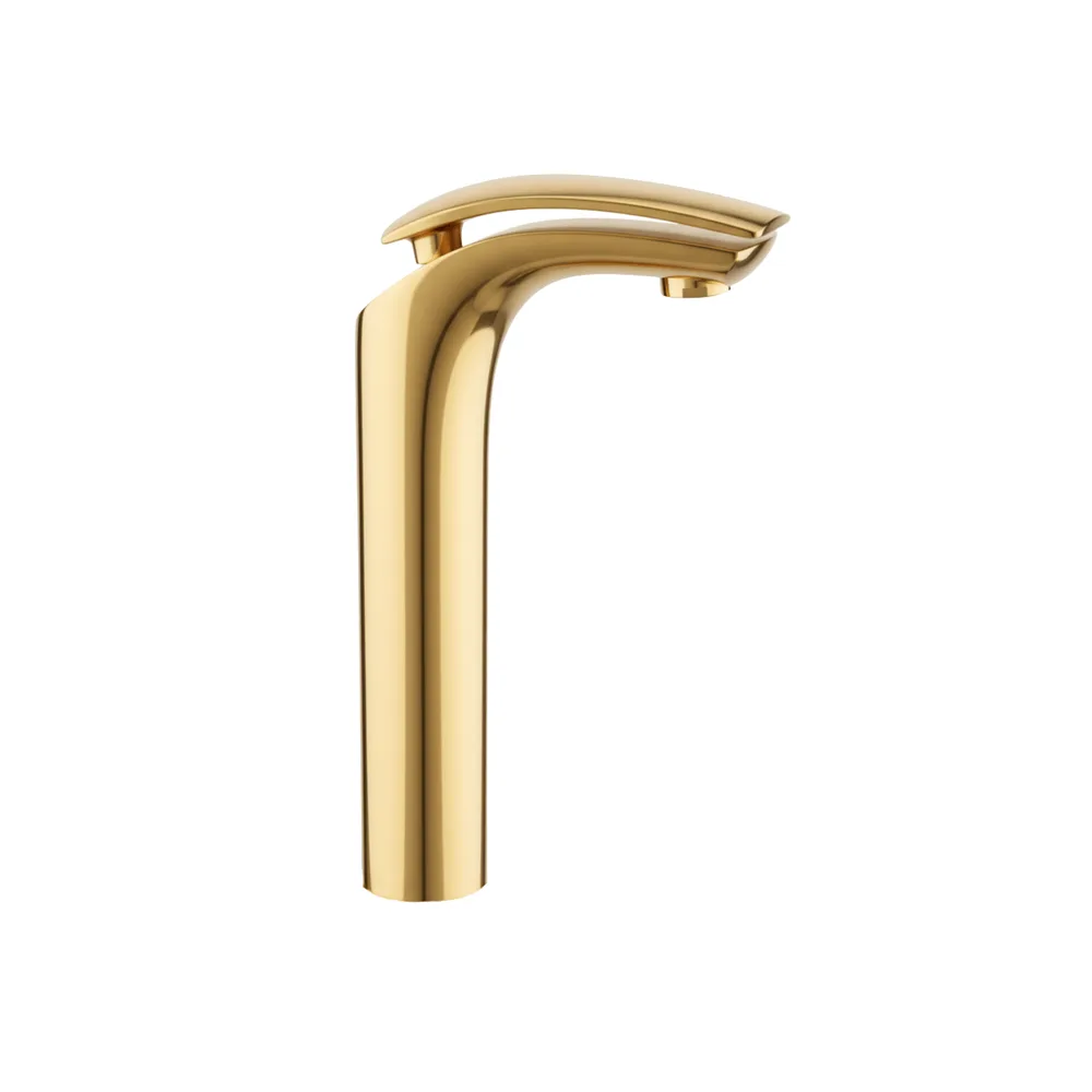 Monocomando para lavatorio alta Martini gold hecho en bronce Vainsa