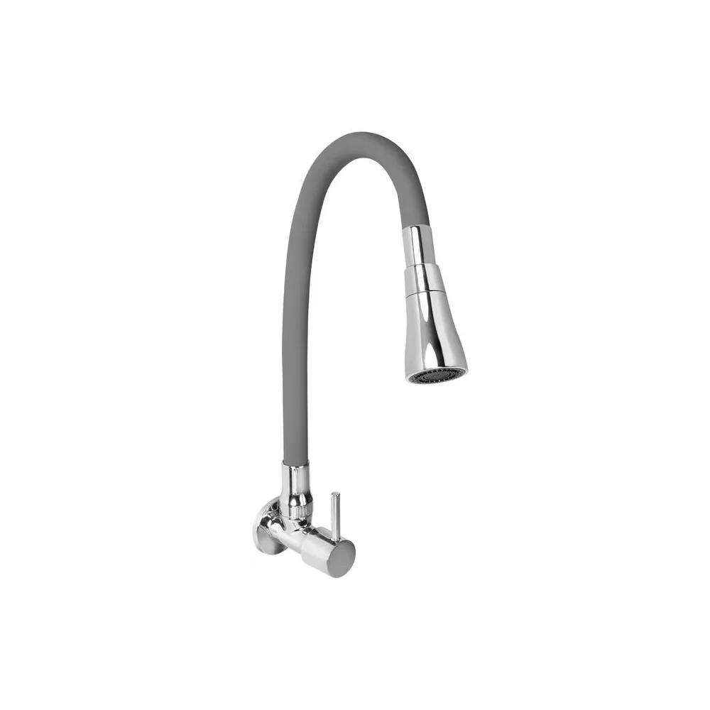 Llave de lavadero a la pared colección bali con pico flexible Manguera gris
