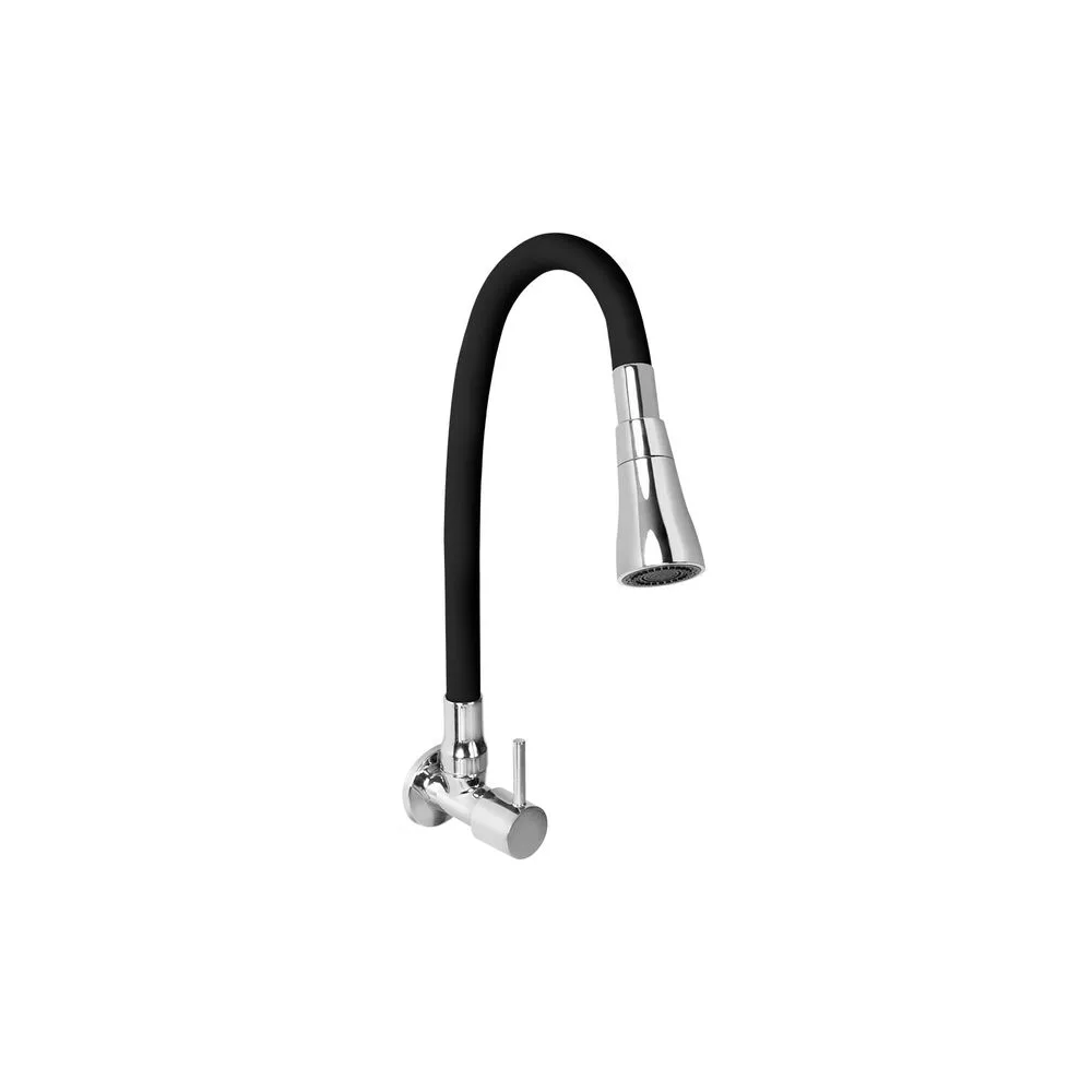 Llave de lavadero a la pared pico Flex negro bali Vainsa