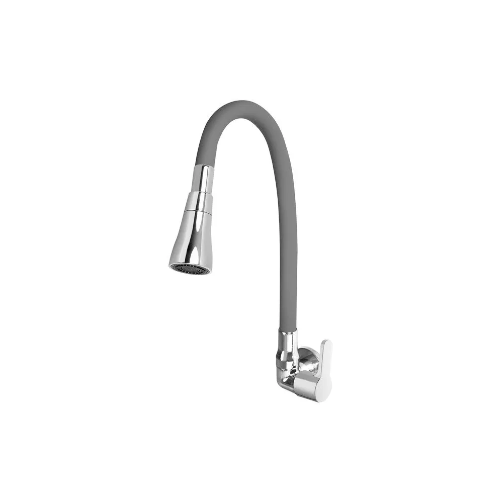 Llave de lavadero a la pared colección maui con pico flexible Manguera gris