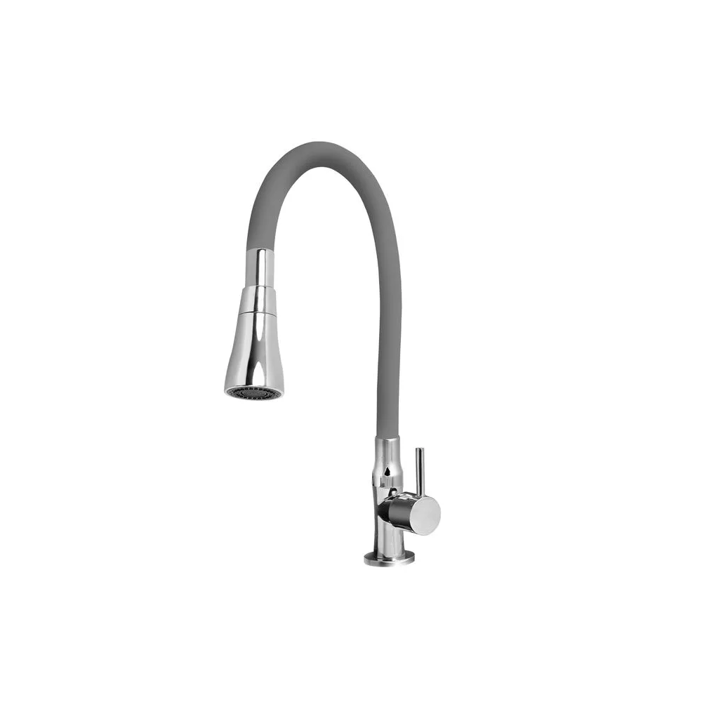 Llave de lavadero al mueble colección bali con pico flexible Manguera gris