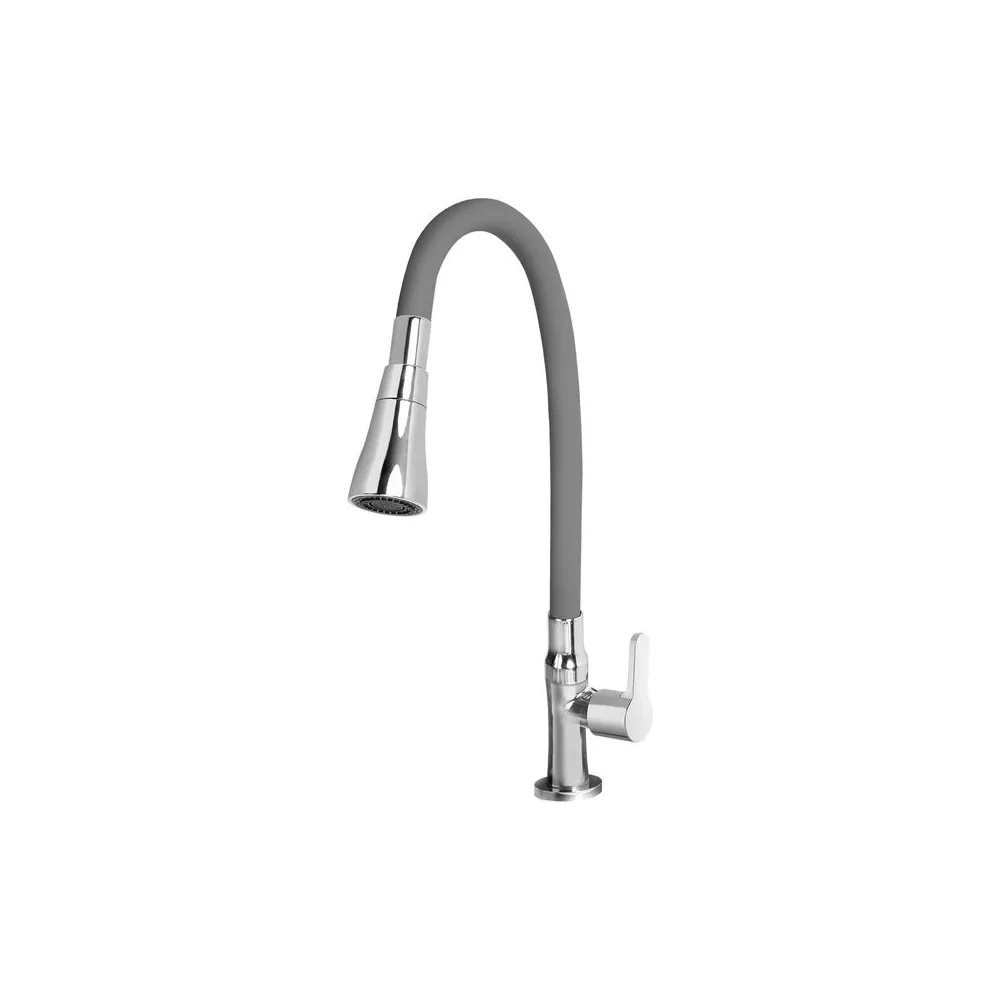 Llave de lavadero al mueble colección maui con pico flexible Manguera gris