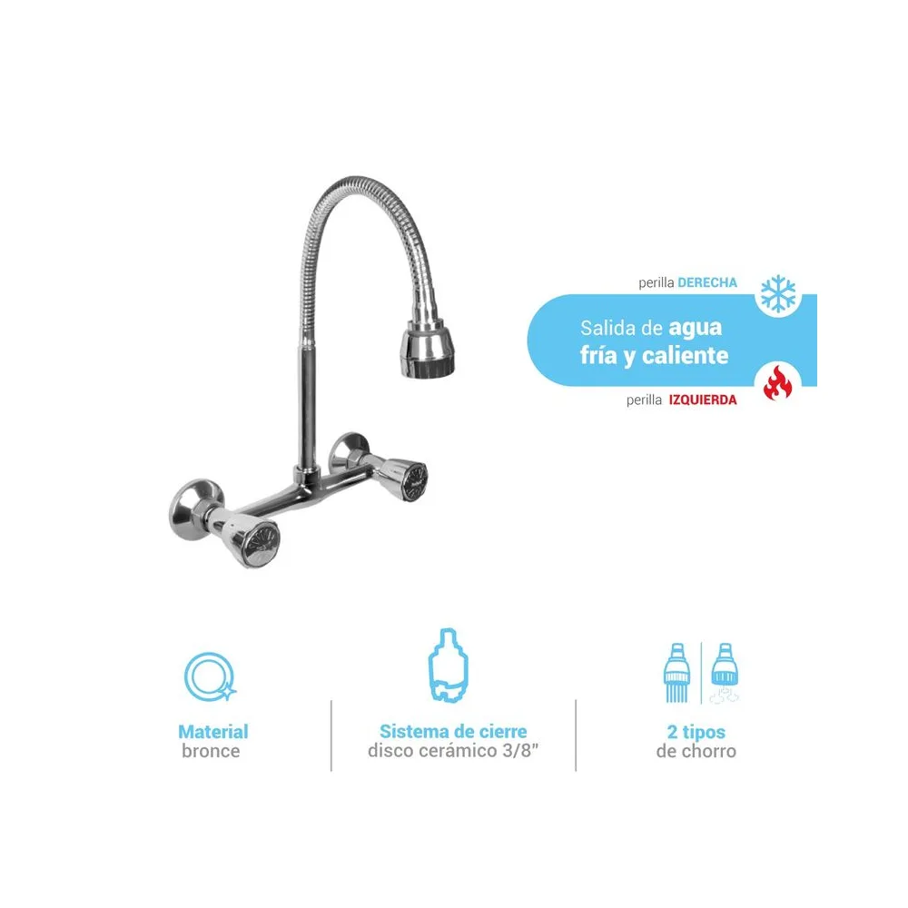 Mezcladora pared pico flexible Barú Italgrif