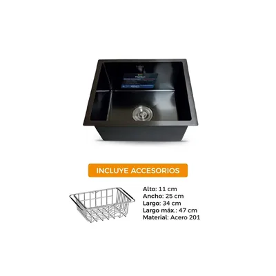 Lavadero p/ marmol 45X45X23CM nano black Infinity premium - Fratelli