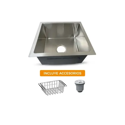 PRM-4339S lavadero Prime de acero inox. satinado c/desague y canastilla 43X39X23CM - Fratelli premium - Fratelli